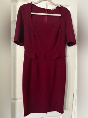 Women’s Burgundy Square Neck Pencil Dress
